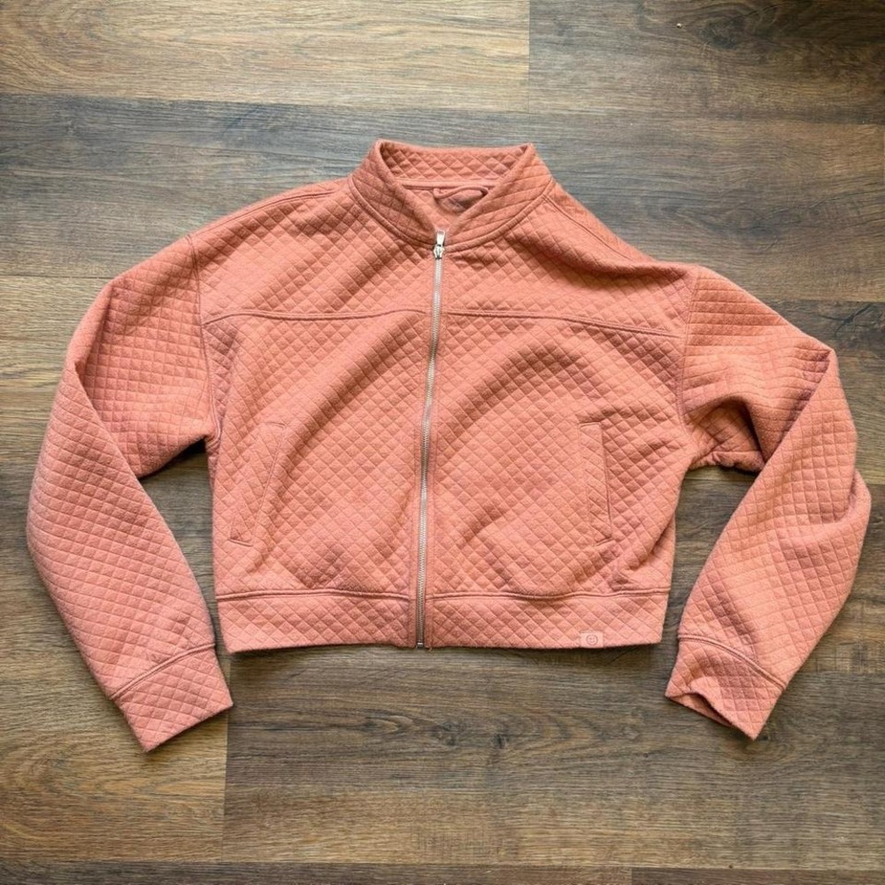 Gilly Hicks Active Recharge Crop Zip-Up Jacket, Size S, Pink/Coral